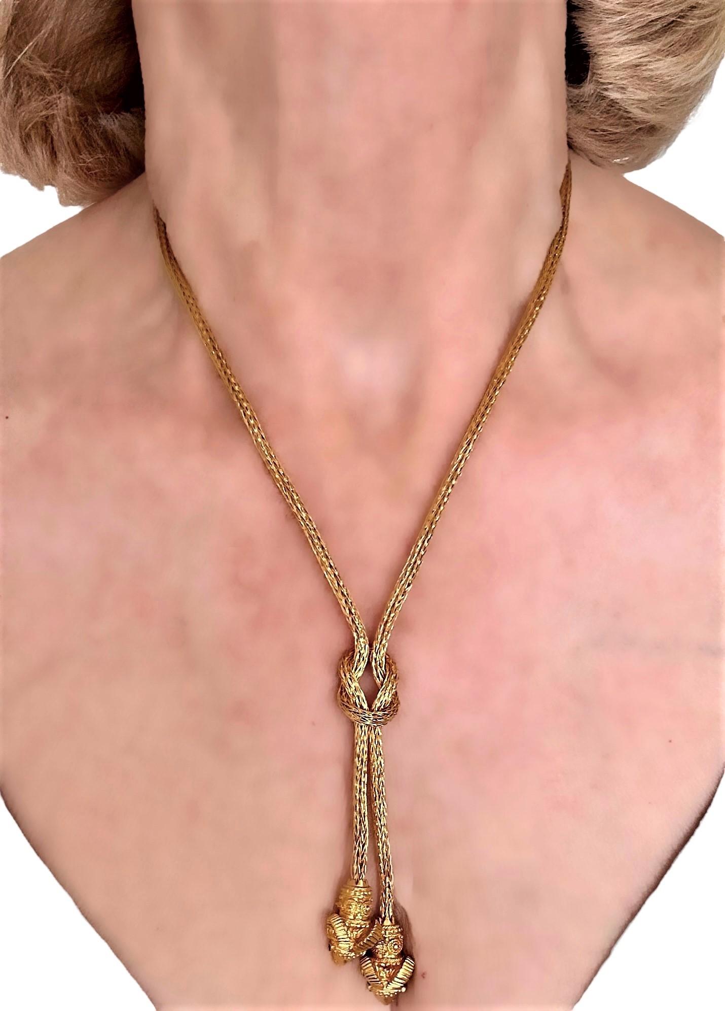 Women's Ilias Lalaounis 18K Yellow Gold Rams Head Motif Lariat Style Greek Necklace