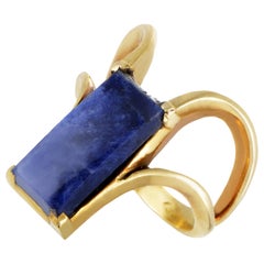 Ilias Lalaounis 18 Karat Yellow Gold Rectangular Sodalite Ring