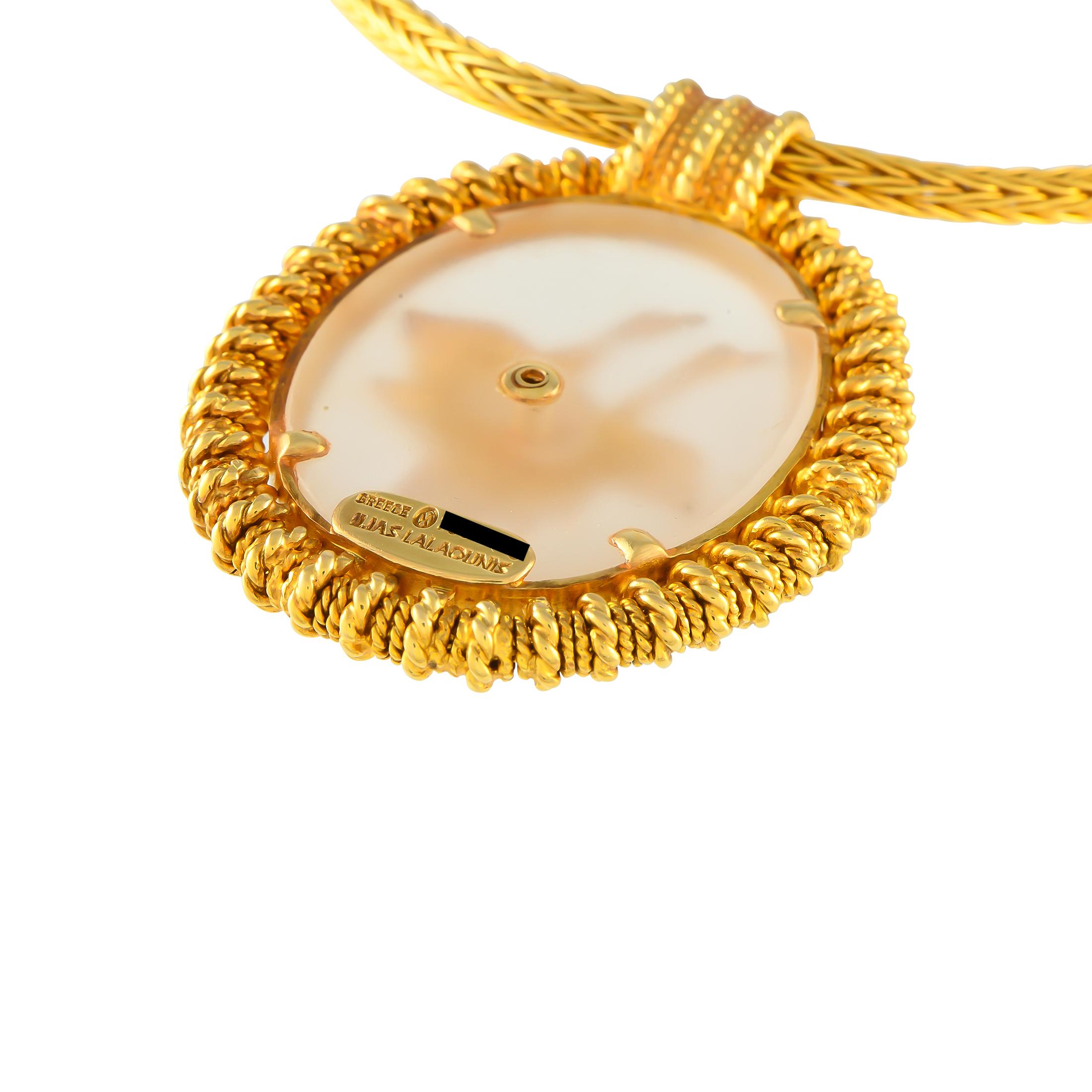 Women's Ilias Lalaounis 18K Yellow Gold Rock Crystal Flying Geese Necklace For Sale
