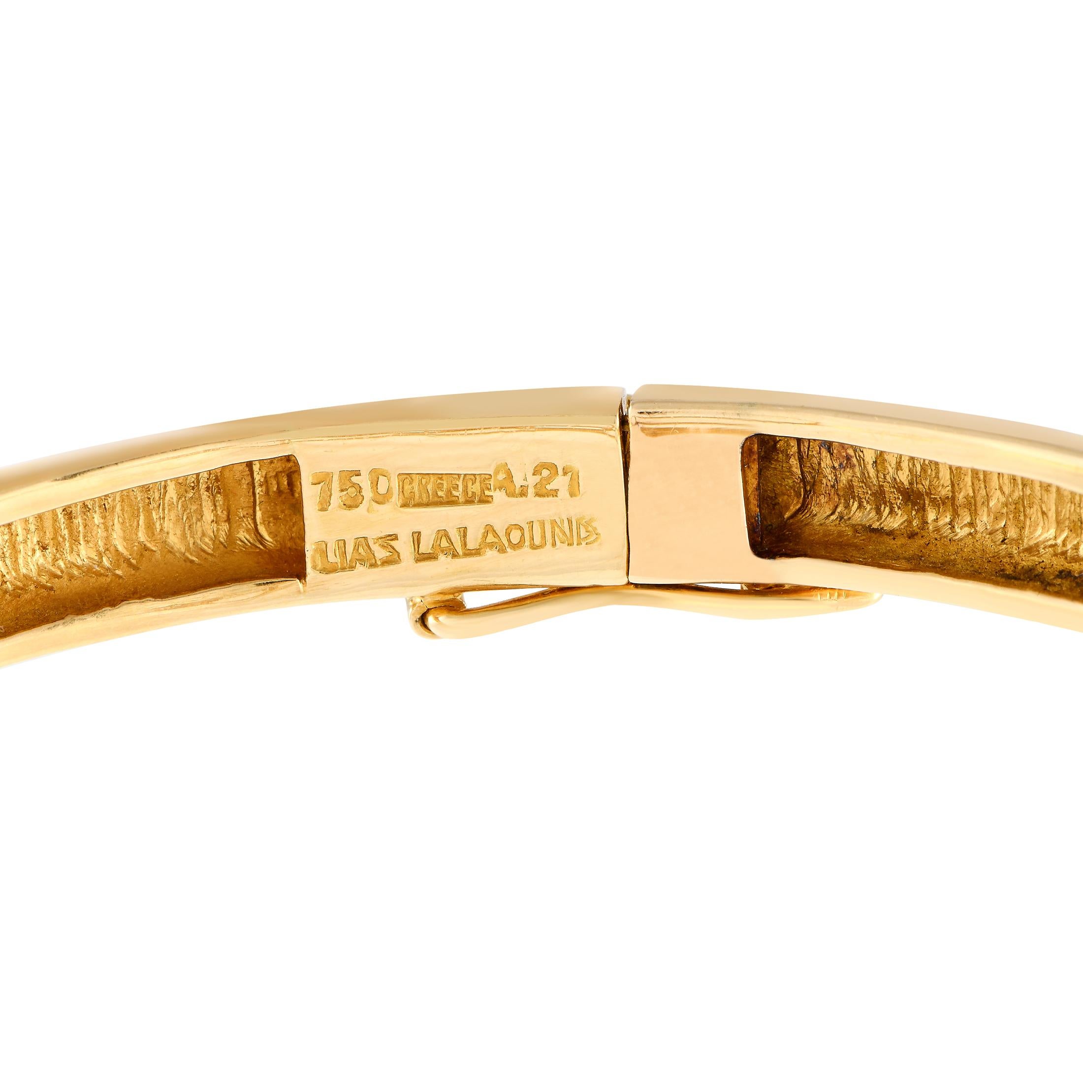 Mixed Cut Ilias Lalaounis 18K Yellow Gold Rock Crystal Shell Bypass Bracelet