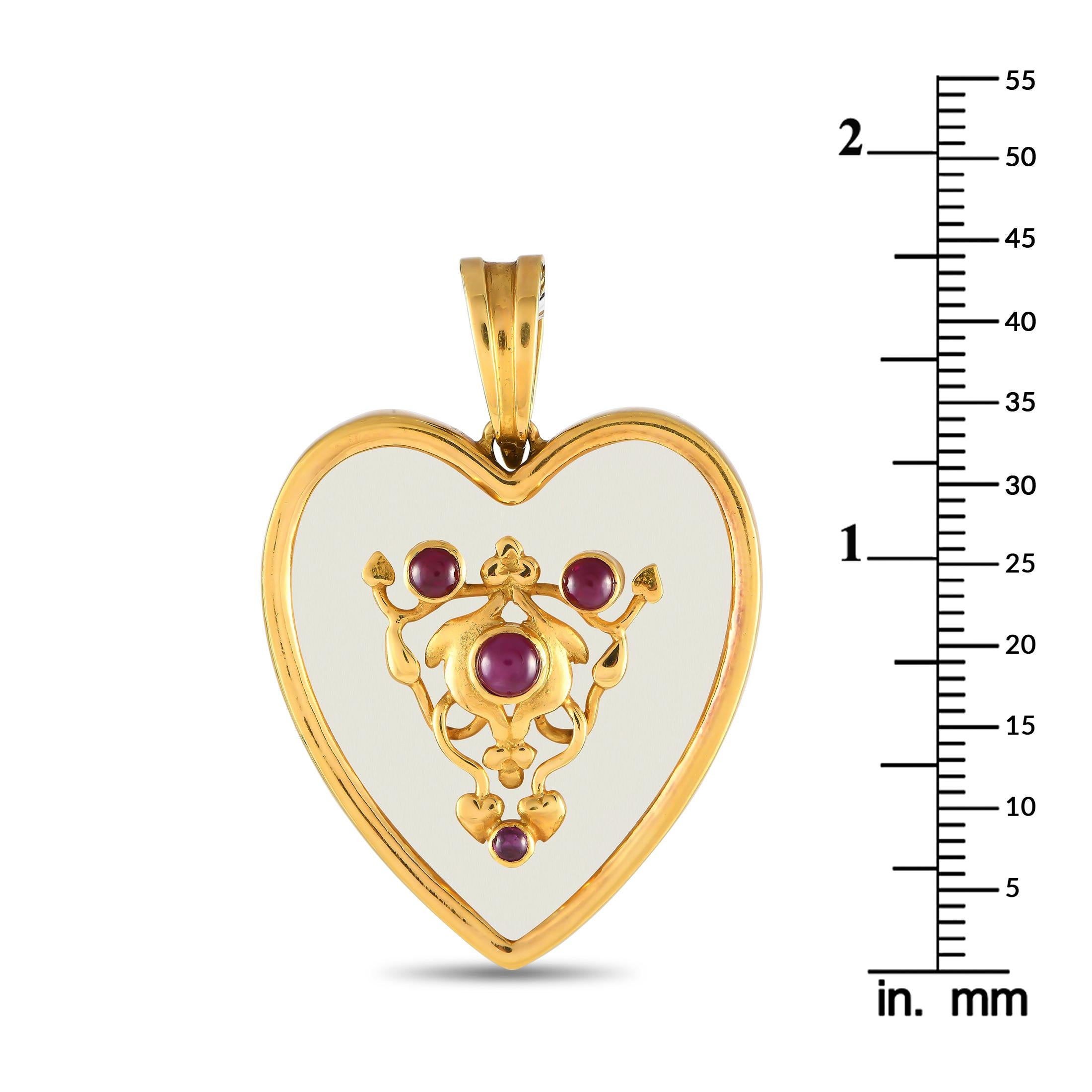 Ilias Lalaounis 18K Yellow Gold Ruby Heart Pendant ZN123456 In Excellent Condition In Southampton, PA