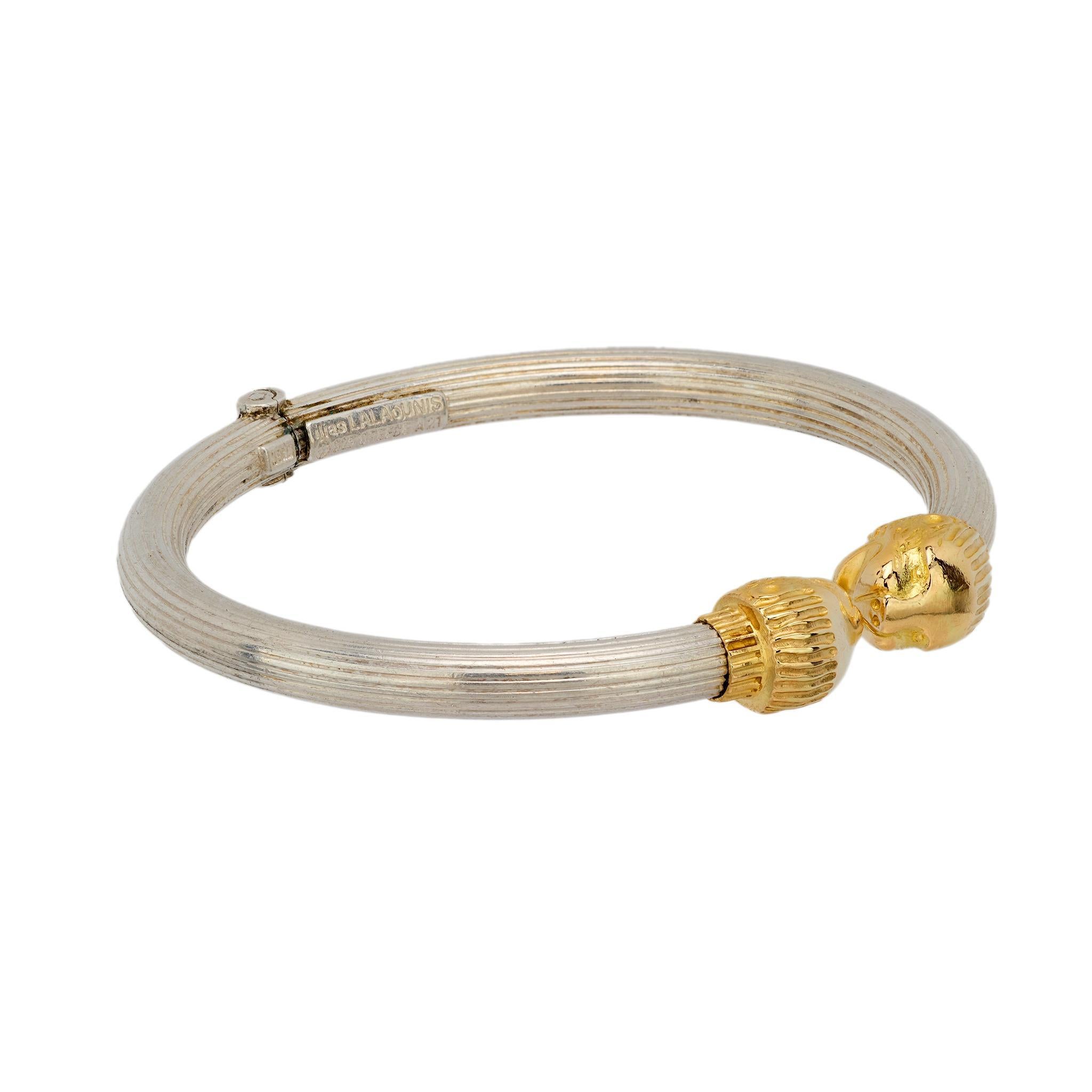 Modern Ilias Lalaounis 18k yellow gold silver bangle
