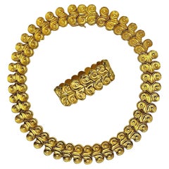 Ilias Lalaounis 18k Yellow Gold Swirl Design Necklace and Matching Bracelet Set