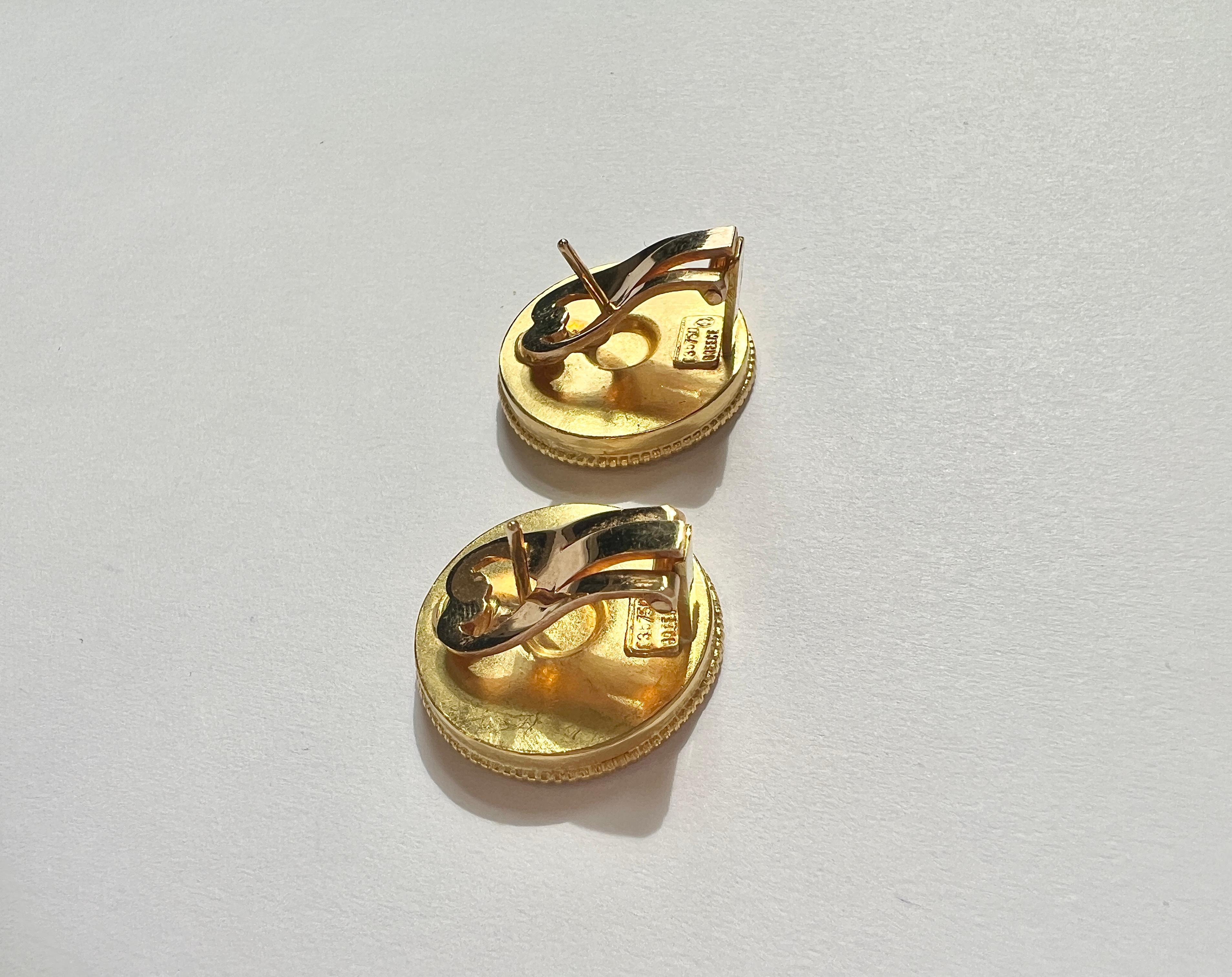 Ilias Lalaounis 18K YG Etruscan Revival Clip-on Earrings In Good Condition For Sale In New York, NY