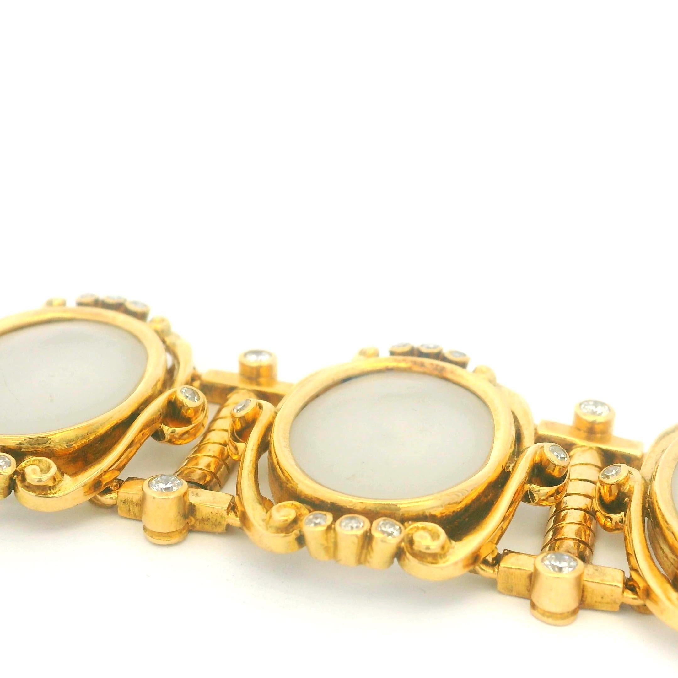 Bracciale con cristalli smerigliati e diamanti in oro 18 carati di Ilias Lalaounis 1960, Grecia in vendita 5