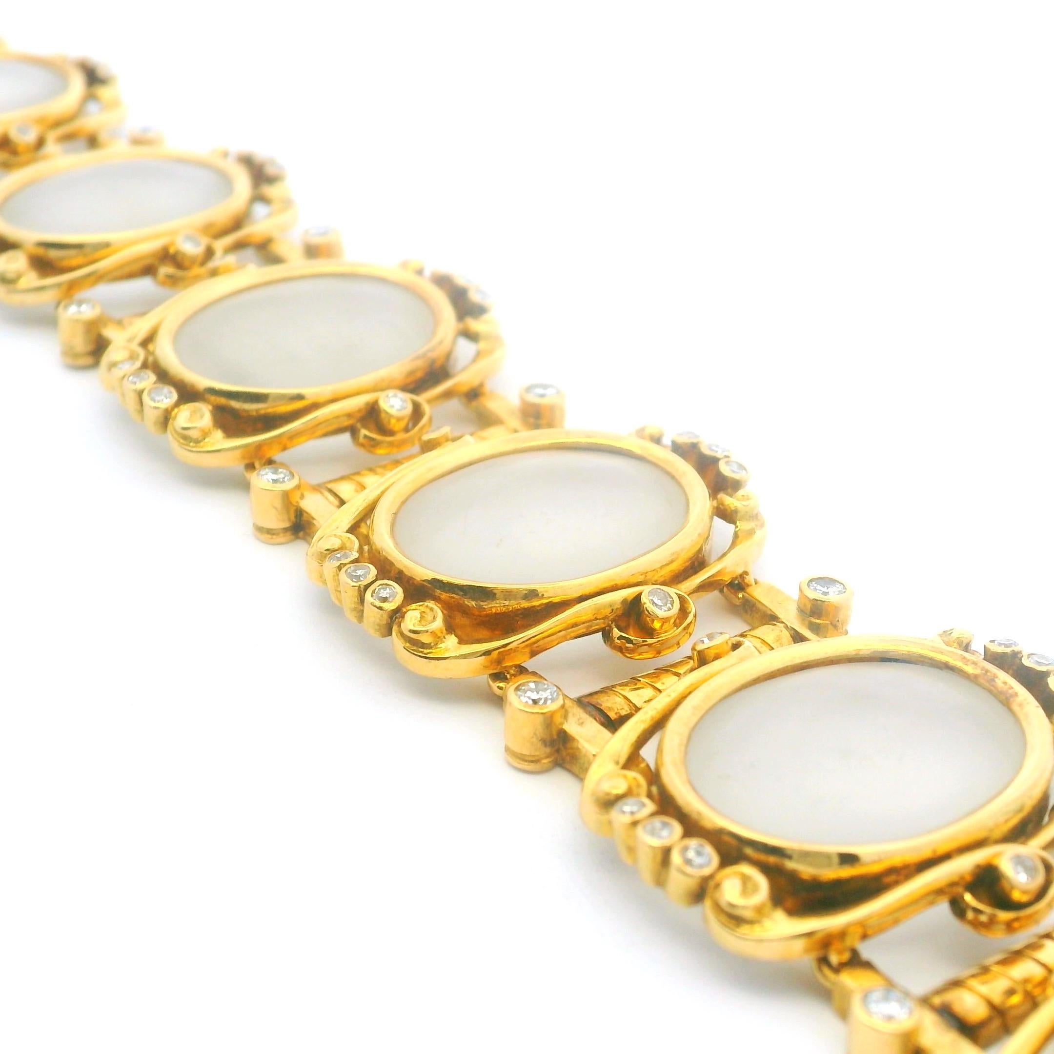 Bracciale con cristalli smerigliati e diamanti in oro 18 carati di Ilias Lalaounis 1960, Grecia in vendita 7