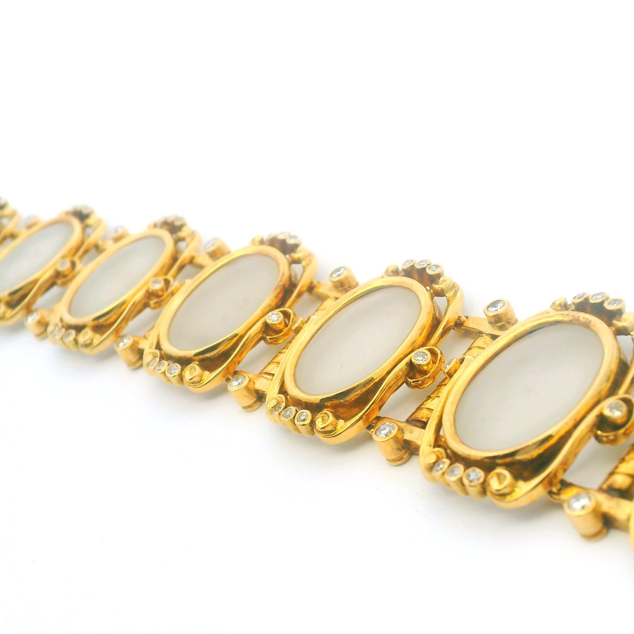 Bracciale con cristalli smerigliati e diamanti in oro 18 carati di Ilias Lalaounis 1960, Grecia in vendita 8
