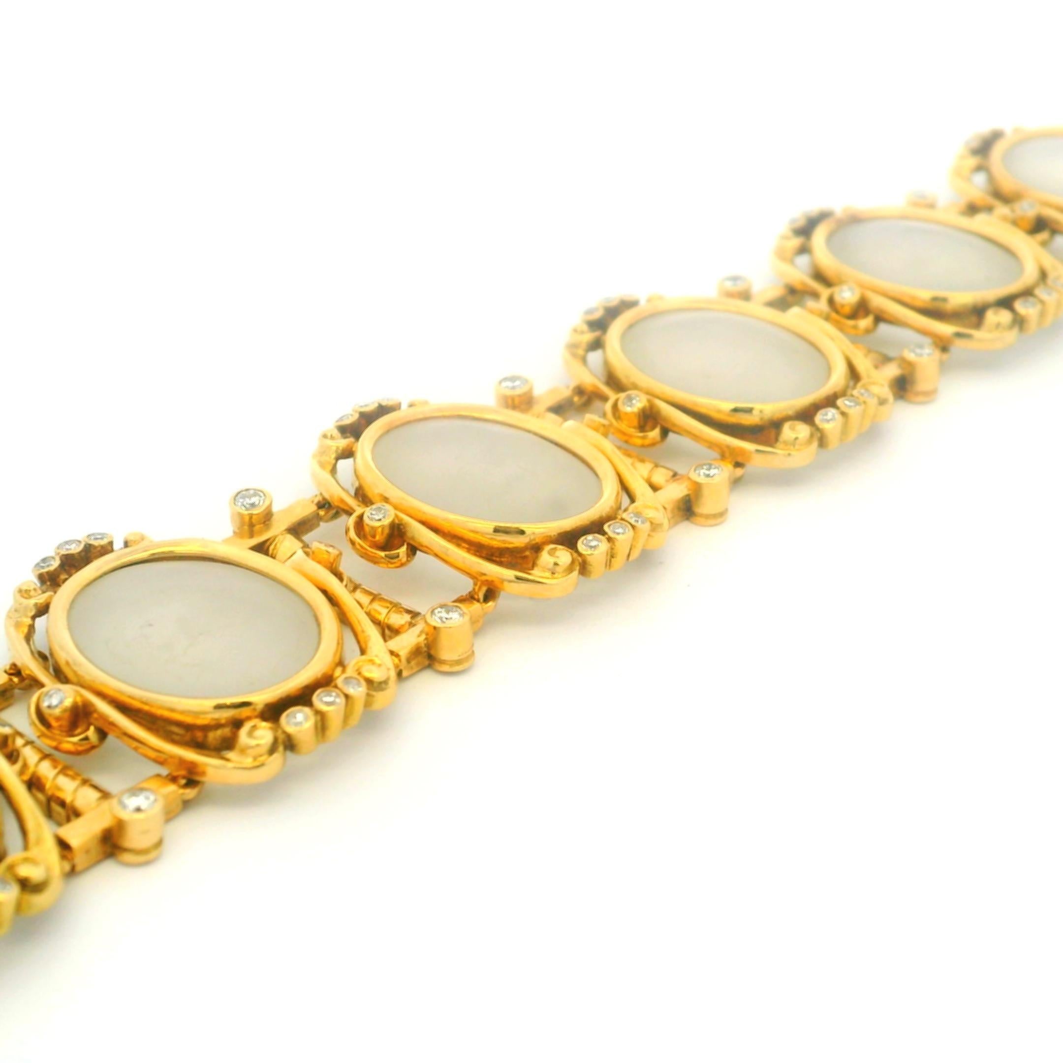 Bracciale con cristalli smerigliati e diamanti in oro 18 carati di Ilias Lalaounis 1960, Grecia in vendita 2