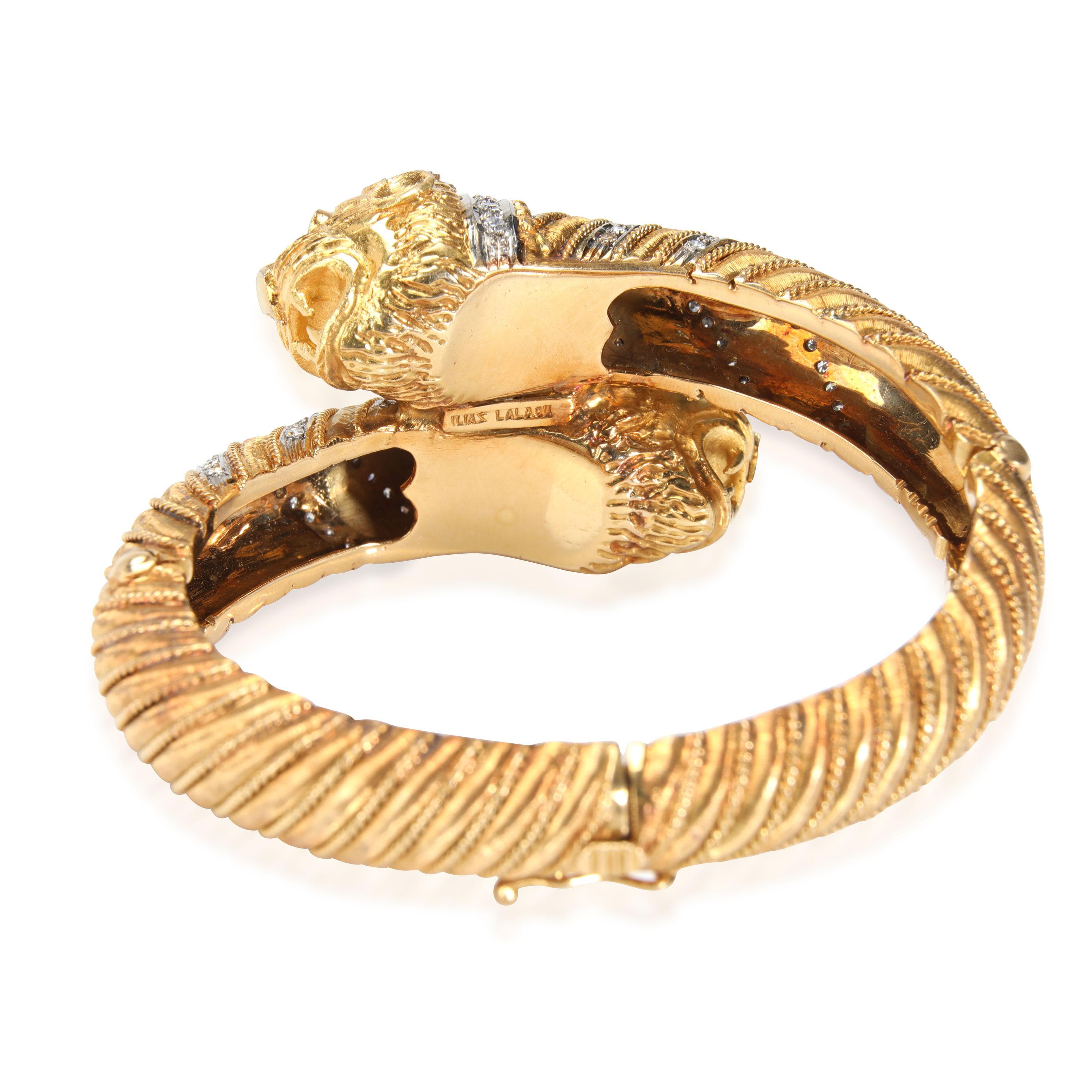 
Ilias Lalaounis 1980's Lion Bangle in 18K Yellow Gold 1 CTW

PRIMARY DETAILS
SKU: 112801
Listing Title: Ilias Lalaounis 1980's Lion Bangle in 18K Yellow Gold 1 CTW
Condition Description: Retails for 23000 USD. In excellent condition and recently
