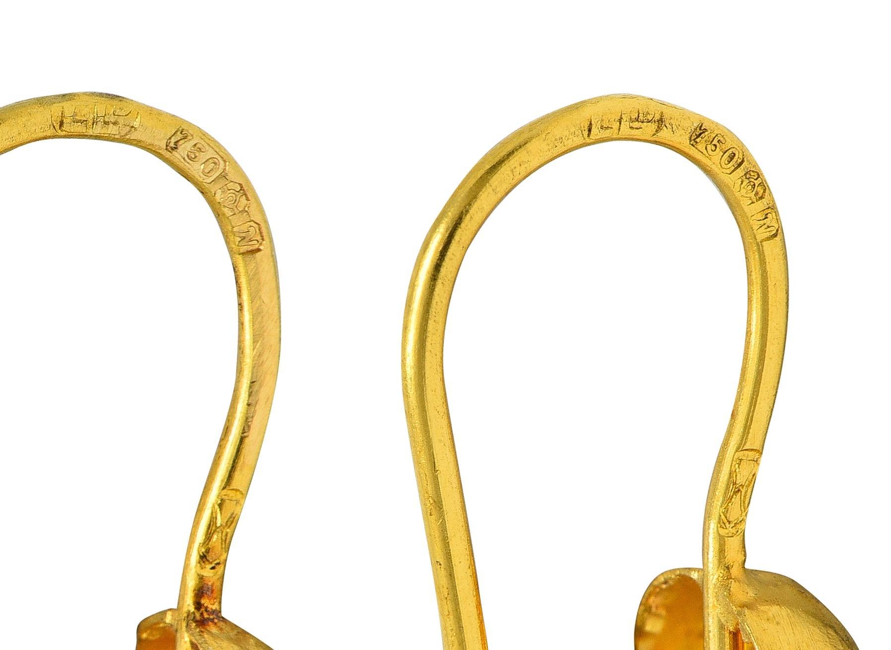 Pendientes gota foliada vintage Ilias Lalaounis de oro amarillo de 18 quilates de la década de 1990 en venta 1