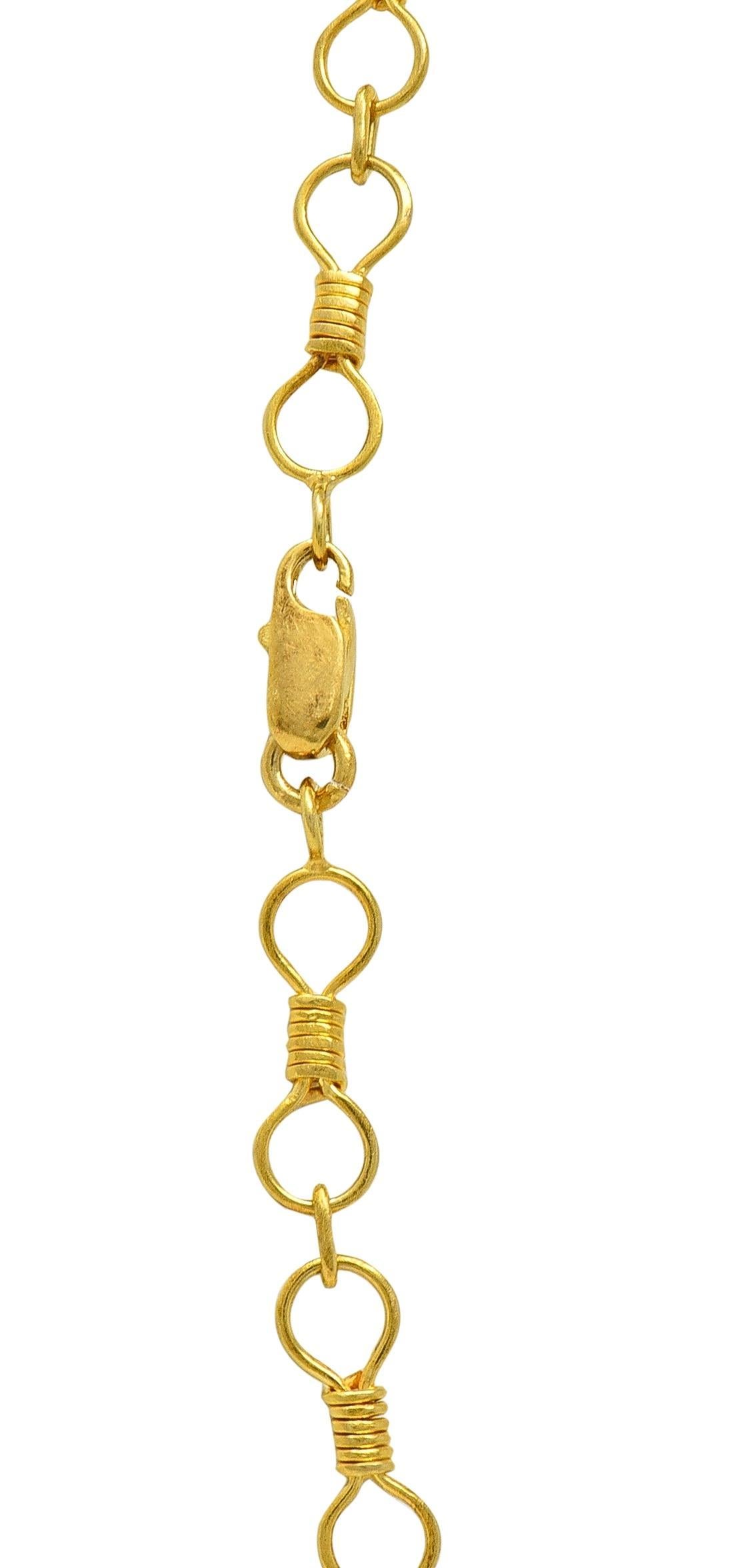 Collana Ilias Lalaounis 1990's 18 Karat Yellow Gold Vintage Foliate Station in vendita 4
