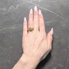 Anello Vintage By di Ilias Lalaounis del 1990 con rubino in oro giallo 18 carati e testa di capra