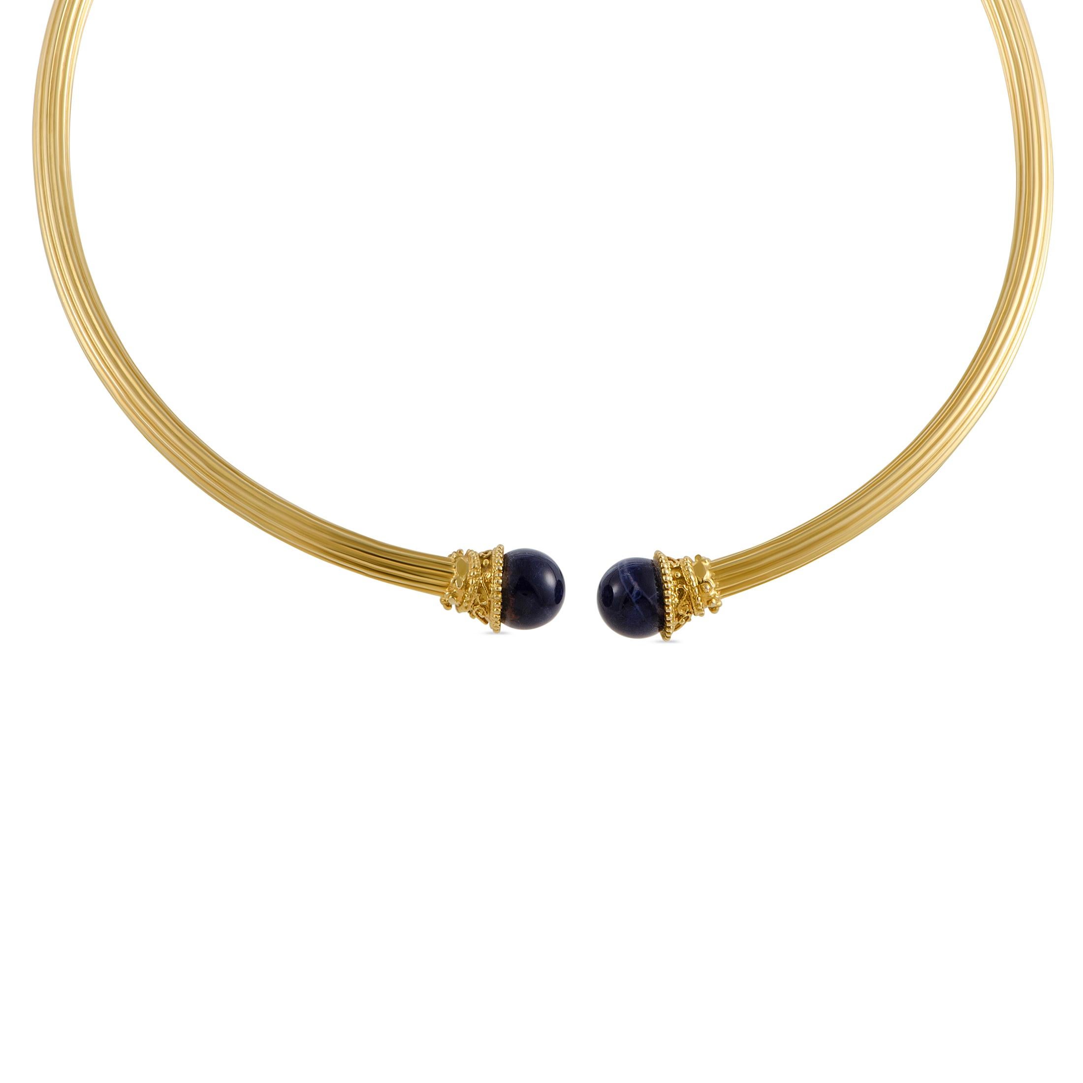 Ilias Lalaounis 2-Lapis Yellow Gold Omega Necklace In Excellent Condition In Southampton, PA