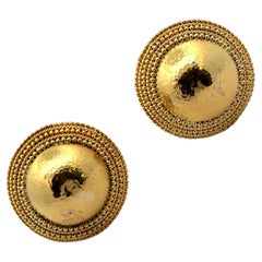 Ilias LaLaounis 22 Karat Yellow Gold Hammered Button Earrings