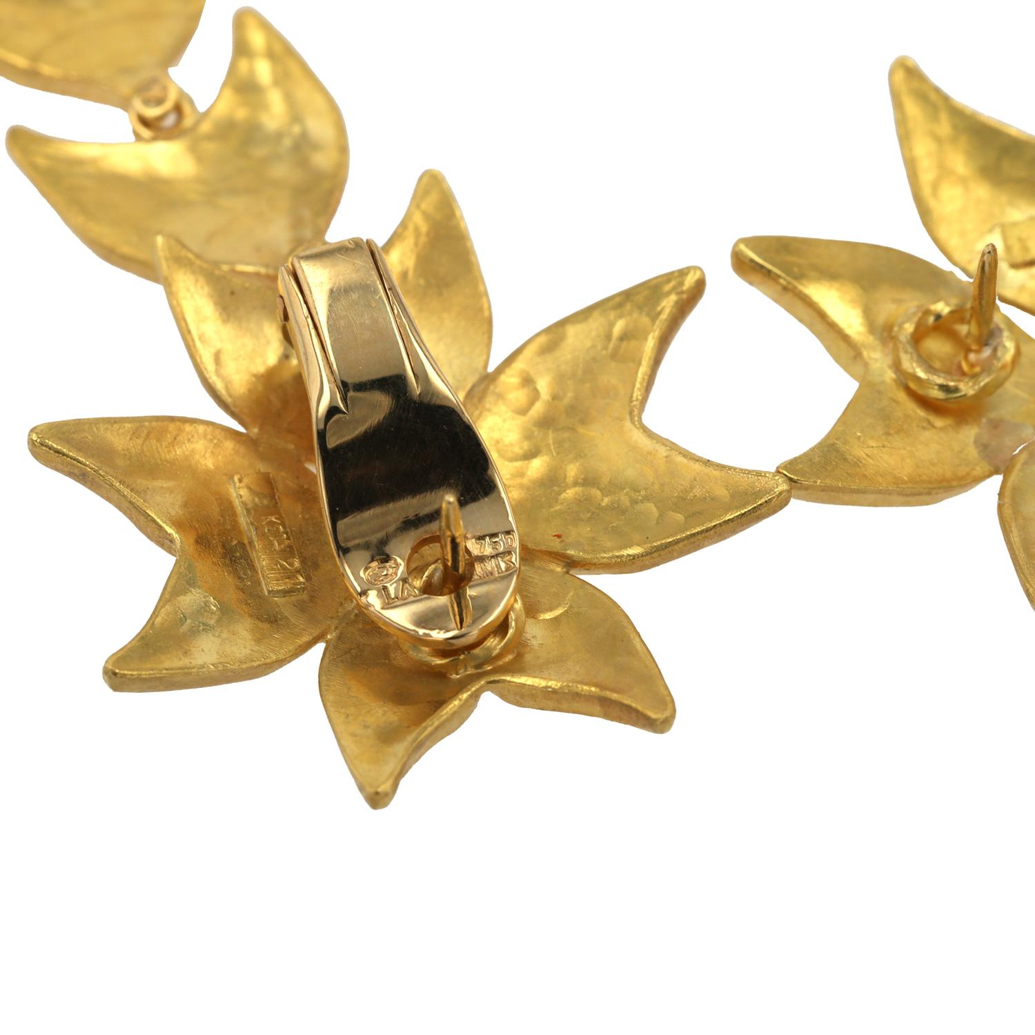 Byzantine Ilias Lalaounis 22k Gold Estate Ivy Dangle Earrings For Sale