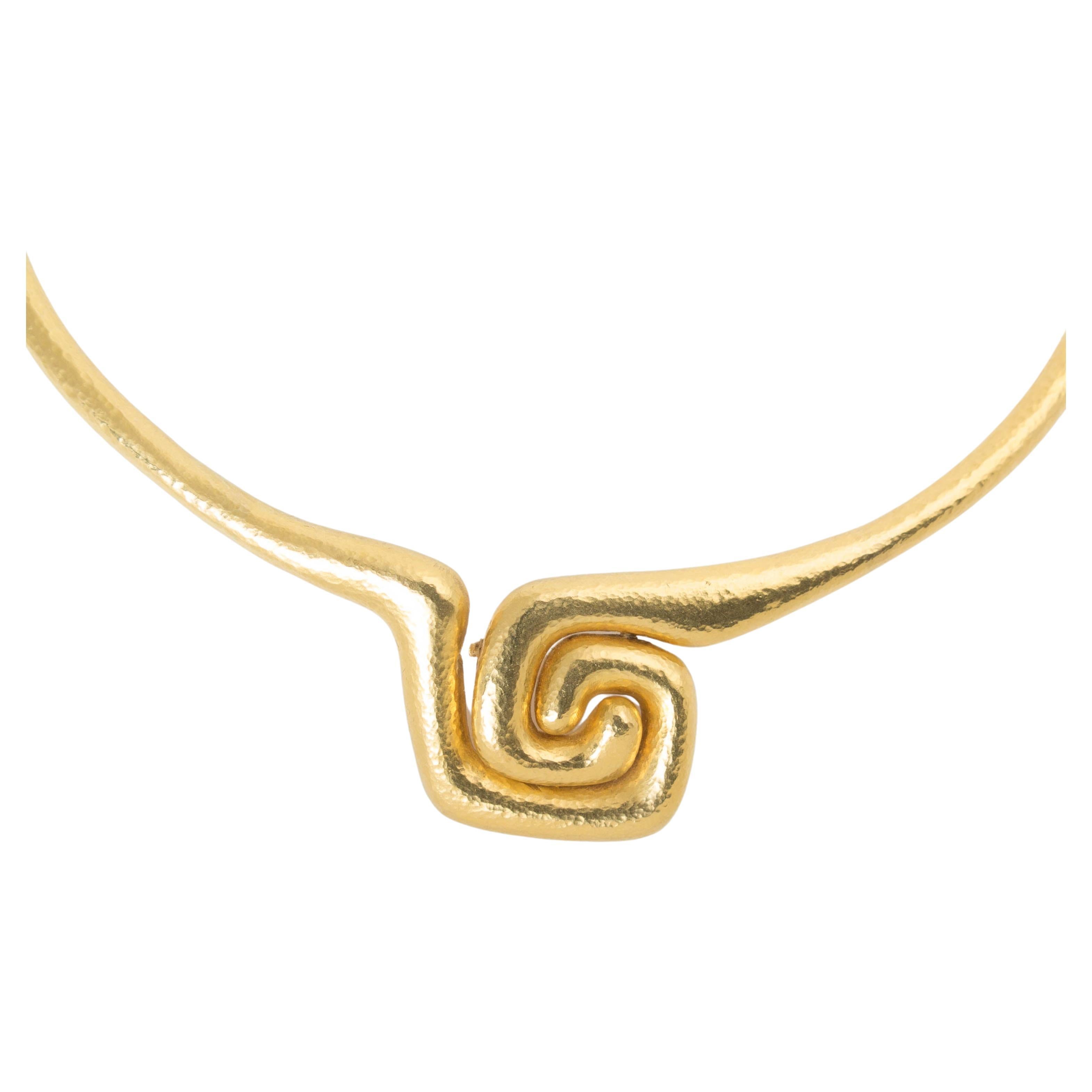 Ilias Lalaounis 18k Hammered Gold Labyrinth Collar Necklace