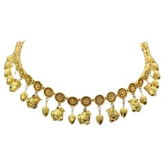 Ilias Lalaounis 22K YG Collier à glands et taureau de style néo-étrusque
