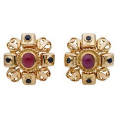 Ilias Lalaounis 2.80 Natural Ruby .80 Ct Sapphire High End Clip on Earrings
