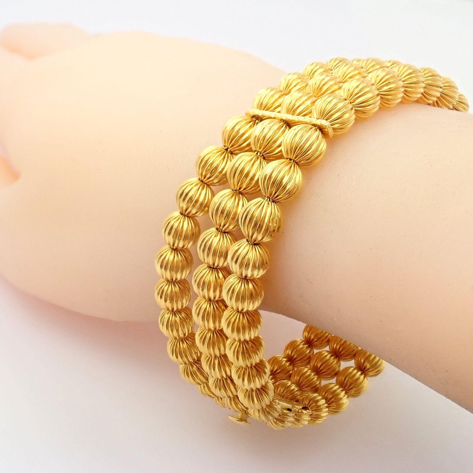 Ilias Lalaounis Carved Bead Ball Yellow Gold Bracelet In Excellent Condition In Holland, PA