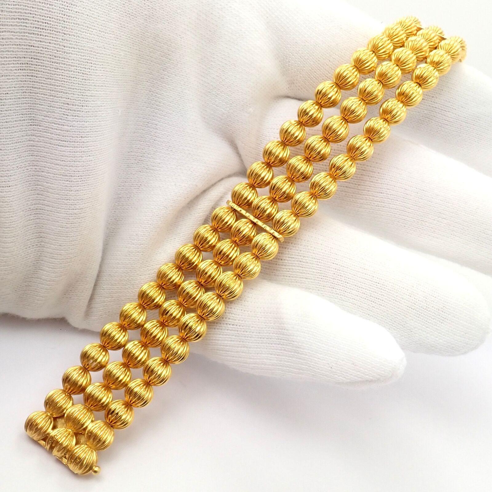 Women's or Men's Ilias Lalaounis Carved Bead Ball Yellow Gold Bracelet
