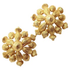 Ilias Lalaounis Carved Bead Ball Yellow Gold Earrings