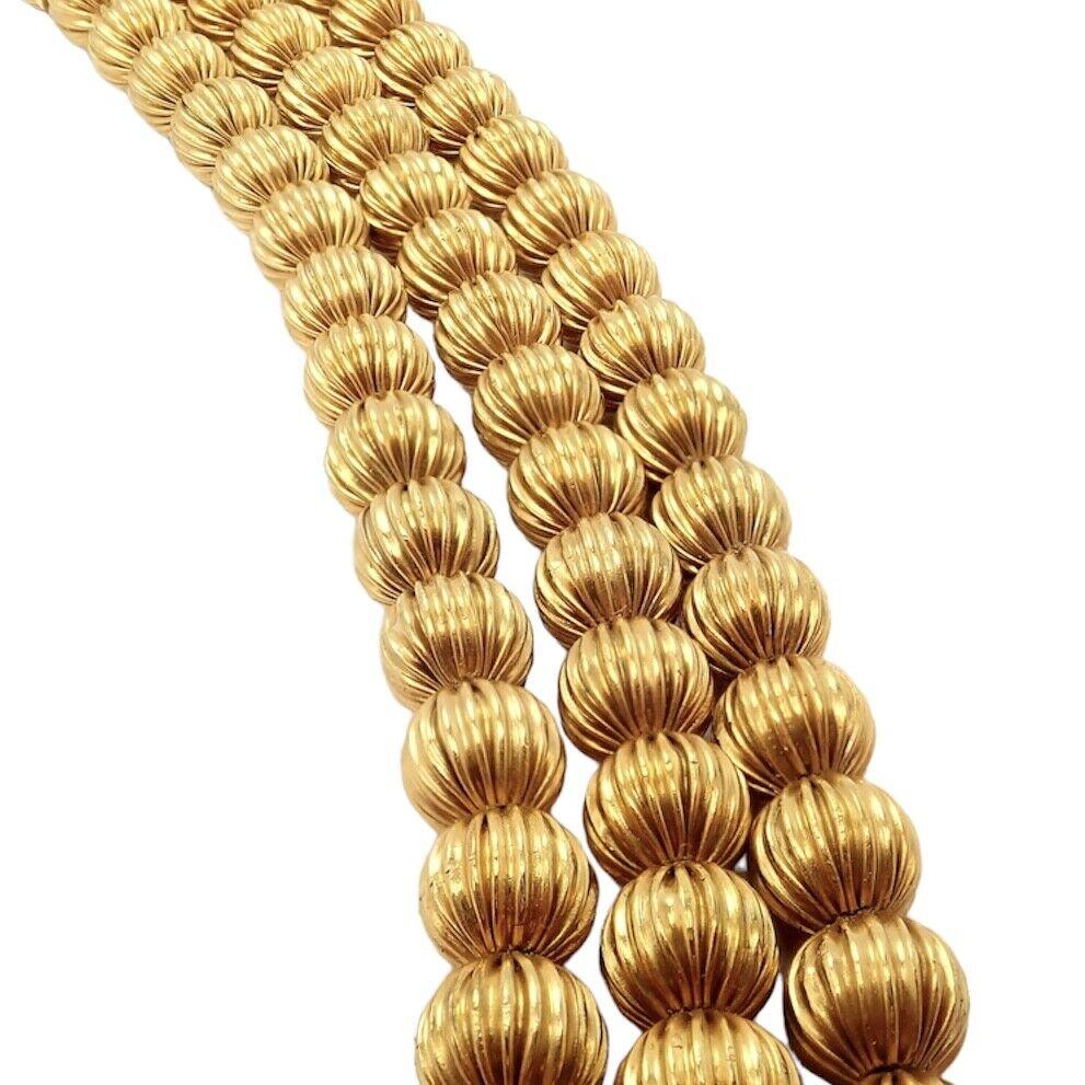 Ilias Lalaounis Carved Bead Ball Yellow Gold Necklace In Excellent Condition For Sale In Holland, PA