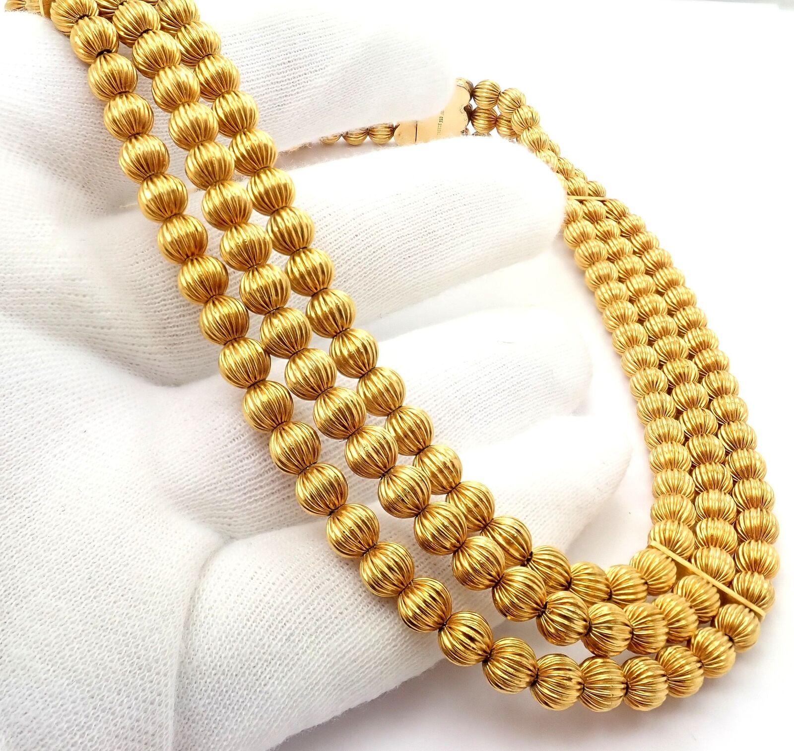 Ilias Lalaounis Carved Bead Ball Yellow Gold Necklace For Sale 3