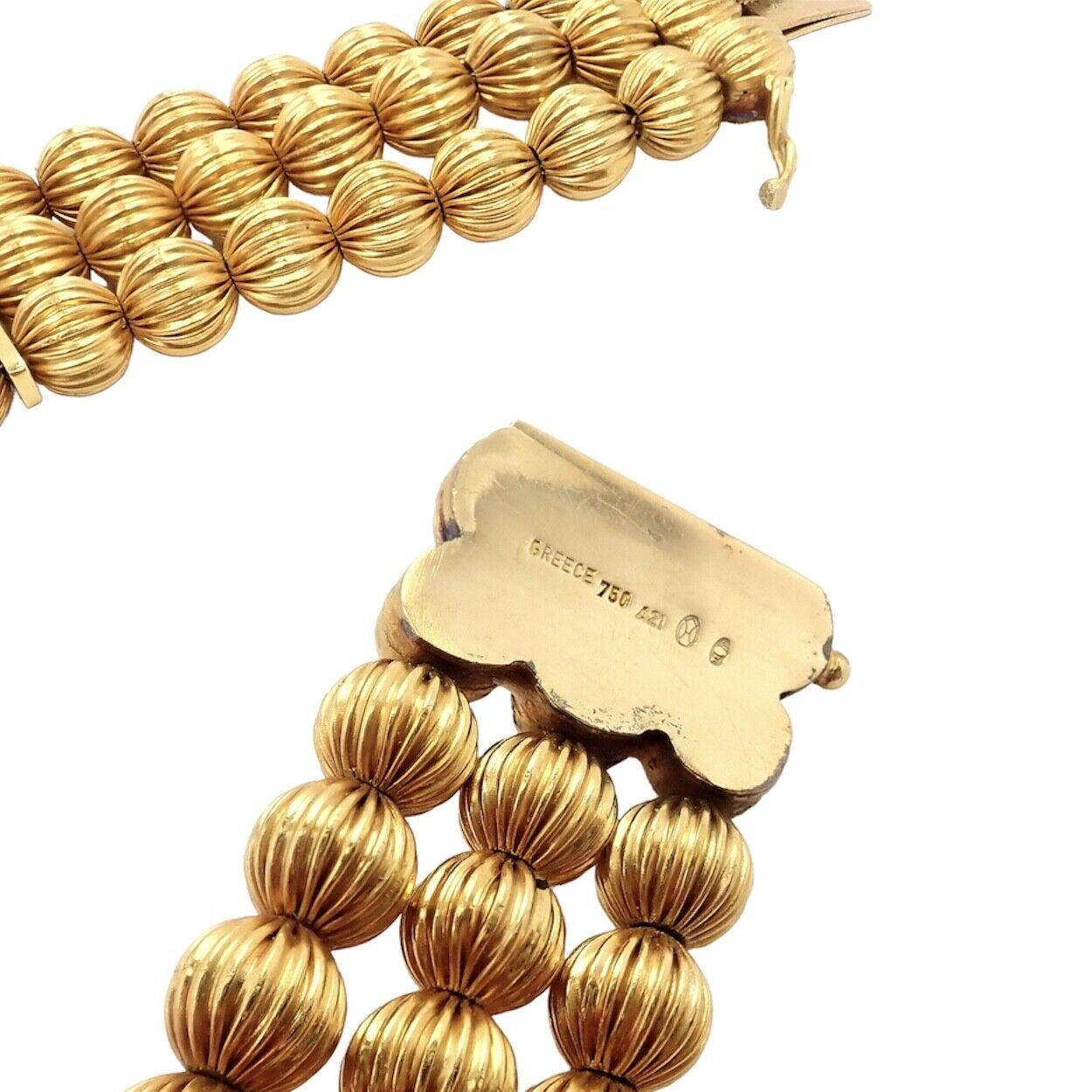 Ilias Lalaounis Carved Bead Ball Yellow Gold Necklace For Sale 4