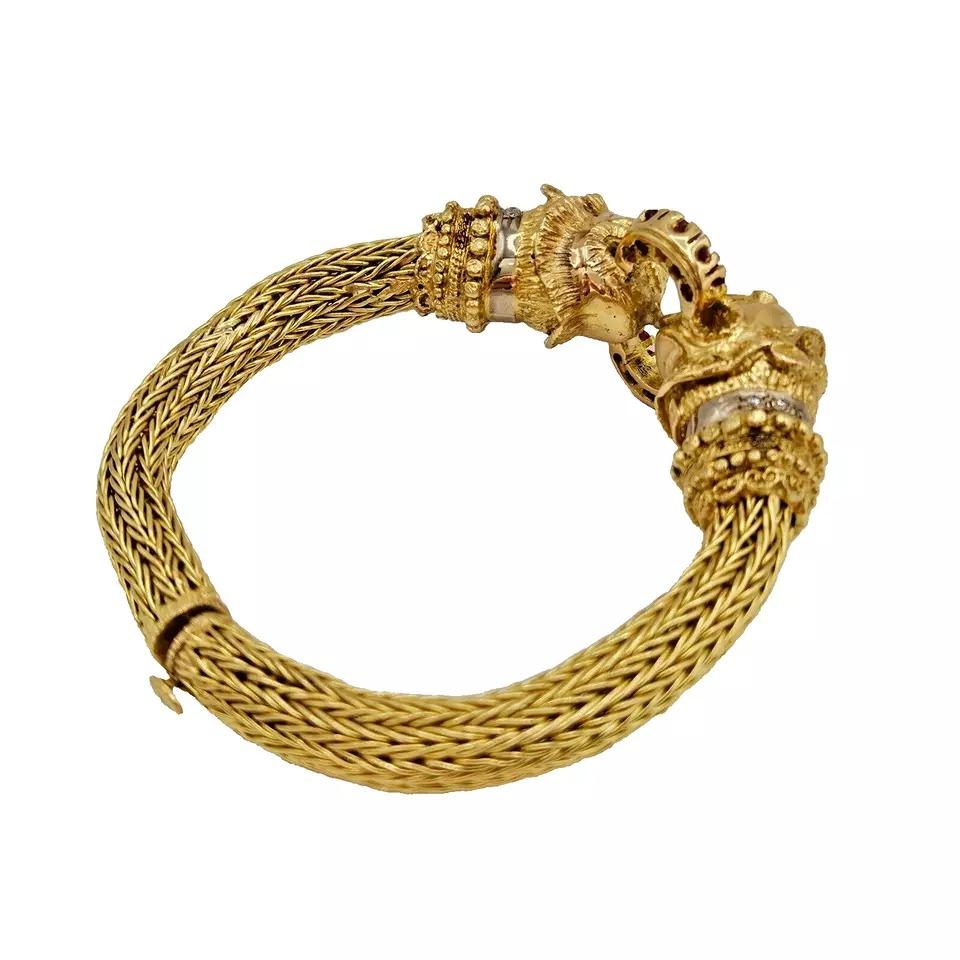 Ilias Lalaounis Chimera Bangle Bracelet in 18ct Yellow Gold, Rubies & Diamonds For Sale 9
