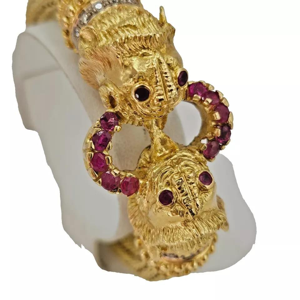 Ilias Lalaounis Chimera Bangle Bracelet in 18ct Yellow Gold, Rubies & Diamonds For Sale 1