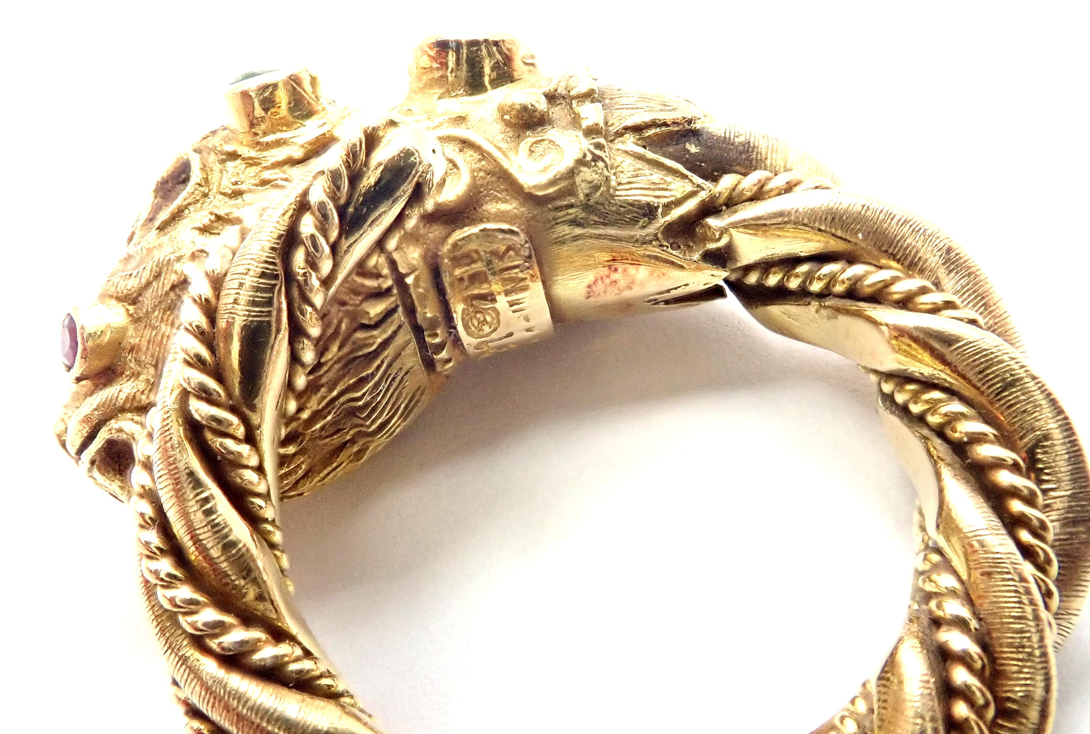 Brilliant Cut Ilias Lalaounis Chimera Emerald Ruby Yellow Gold Band Ring