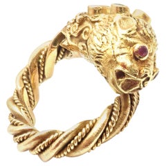 Ilias Lalaounis Chimera Emerald Ruby Yellow Gold Band Ring