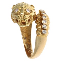 Ilias Lalaounis Diamond Gold Tiger Head Ring