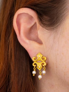 Ilias Lalaounis Diamond & Pearl Drop Earrings