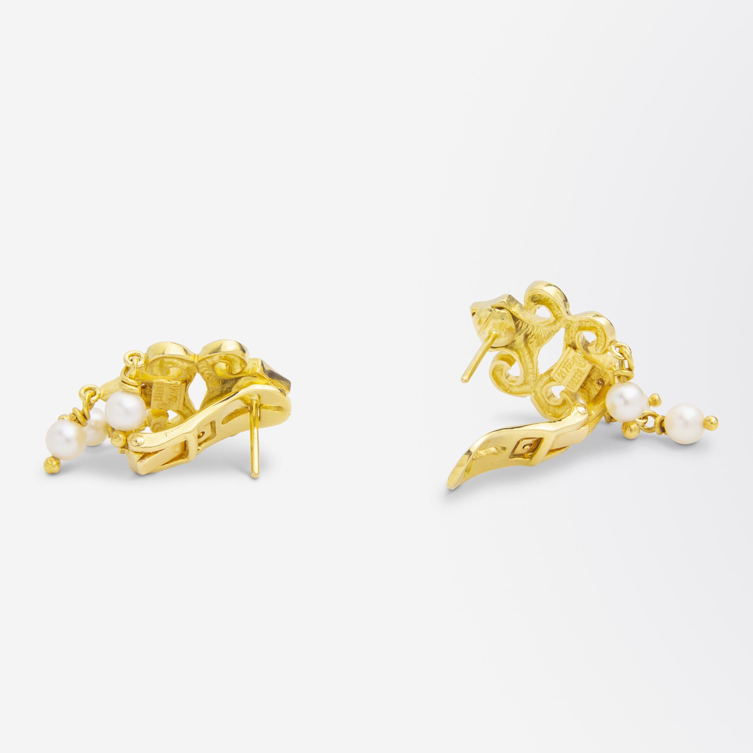 Orecchini con diamanti e perle di Ilias Lalaounis In condizioni ottime in vendita a Brisbane City, QLD