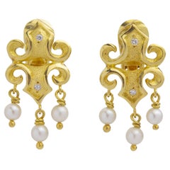 Ilias Lalaounis Diamond & Pearl Drop Earrings