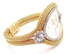 Ilias Lalaounis Diamond Rock Crystal Yellow Gold Bangle Bracelet