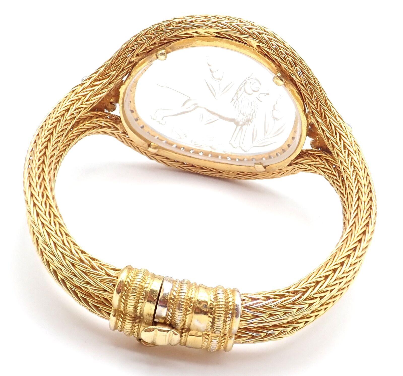 Brilliant Cut Ilias Lalaounis Diamond Rock Crystal Yellow Gold Bangle Bracelet For Sale