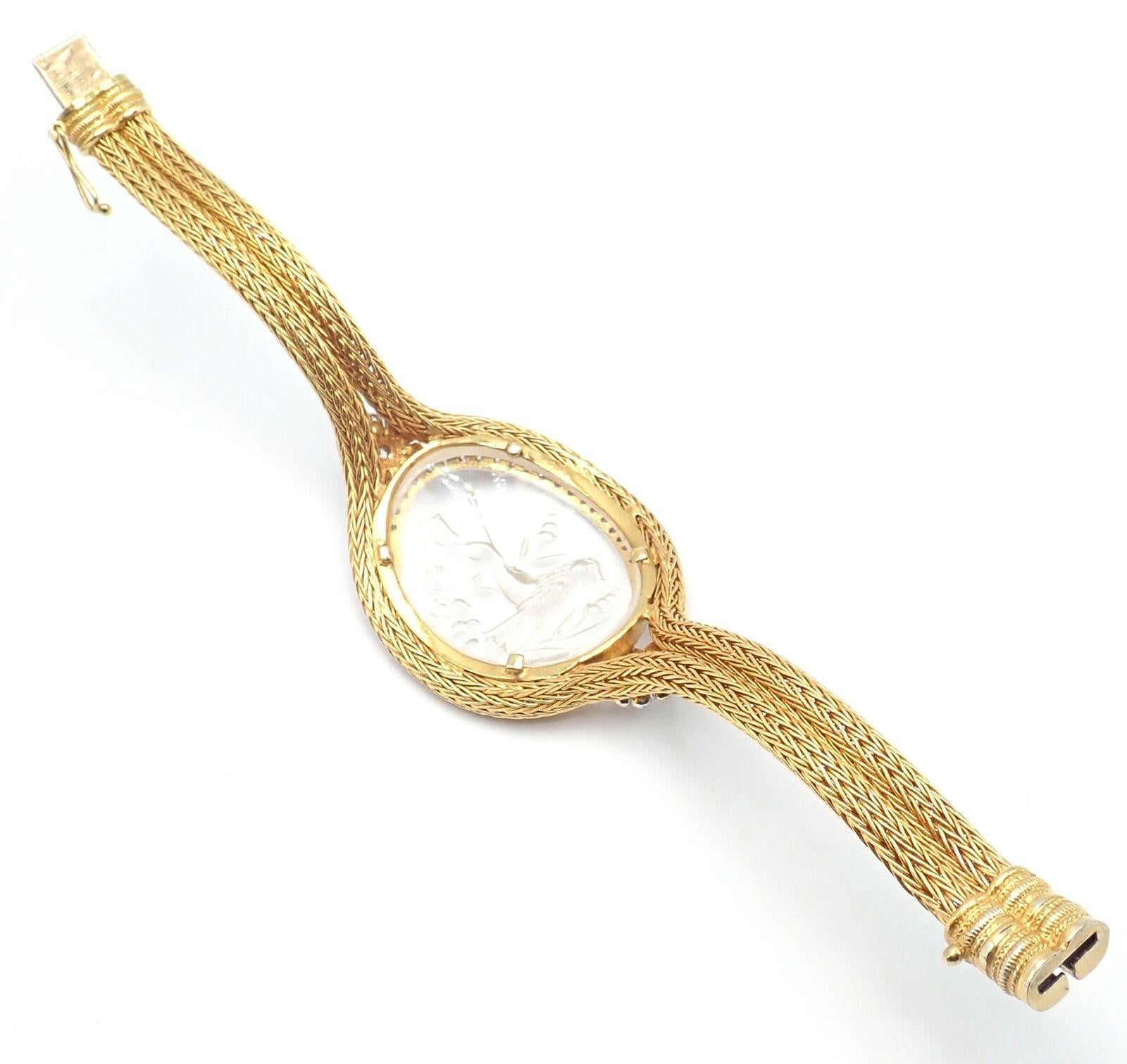 Women's or Men's Ilias Lalaounis Diamond Rock Crystal Yellow Gold Bangle Bracelet For Sale