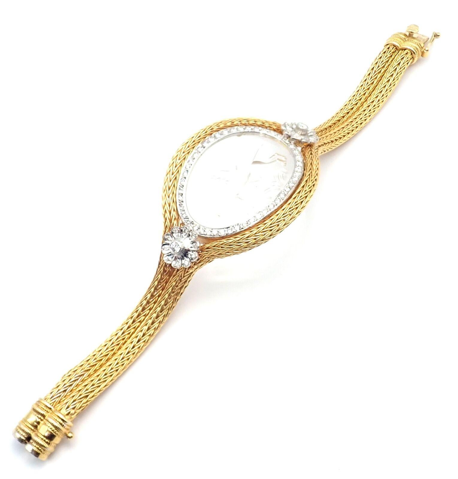 Ilias Lalaounis Diamond Rock Crystal Yellow Gold Bangle Bracelet For Sale 1