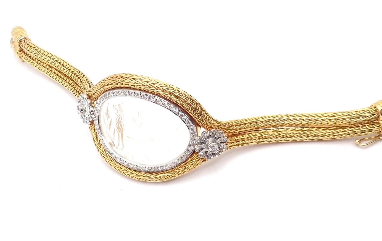 Ilias Lalaounis Diamond Rock Crystal Yellow Gold Bangle Bracelet For Sale 4
