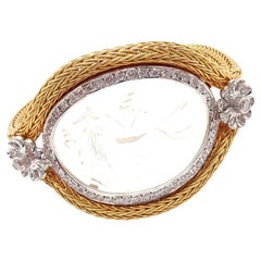 Ilias Lalaounis Diamond Rock Crystal Yellow Gold Bangle Bracelet