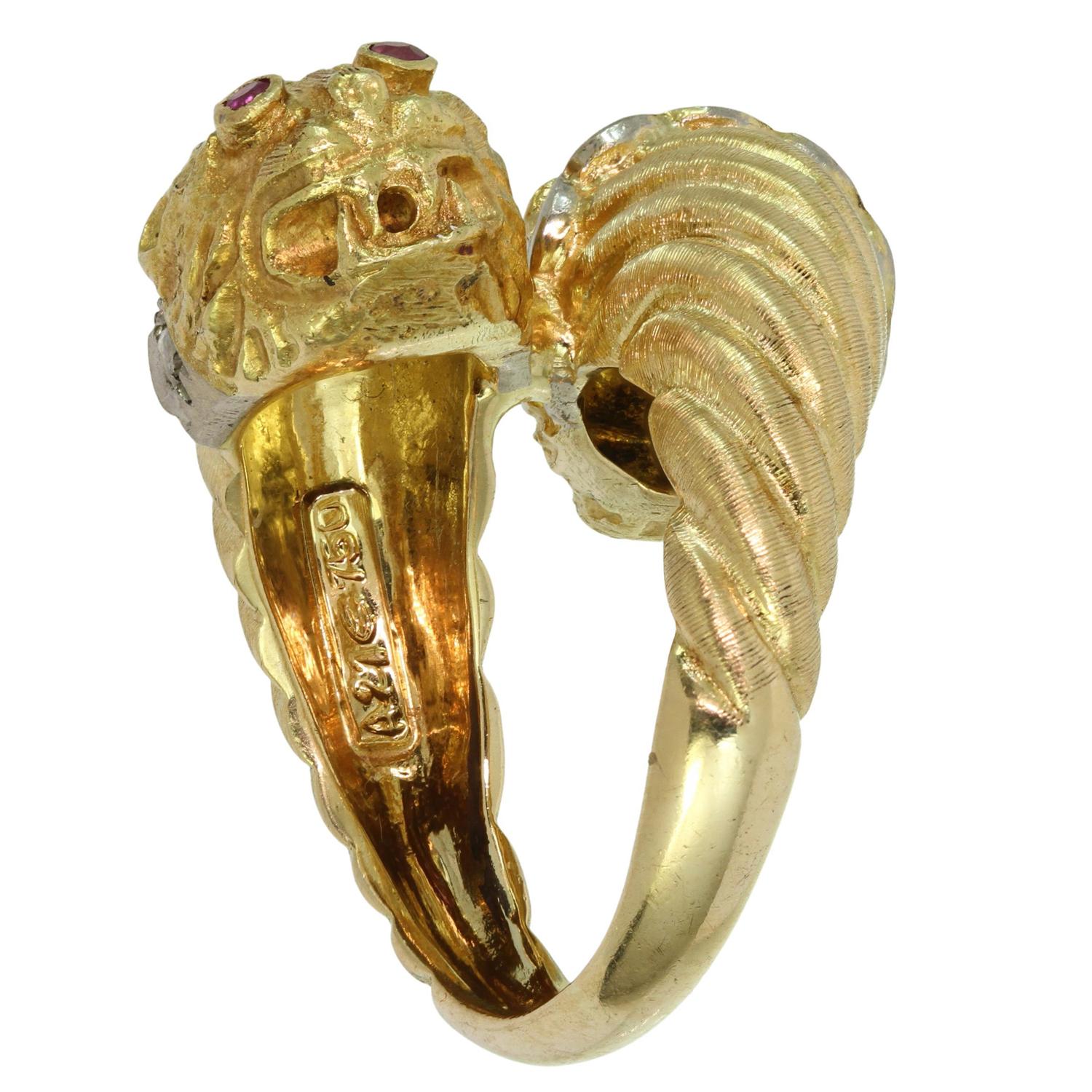 Ilias Lalaounis Diamant-Rubin-Gold-Doppelkopf-Chimera-Ring 1