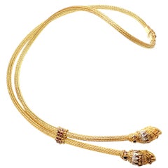 Ilias Lalaounis Diamant Rubin Saphir Chimäre Lariat Gelbgold Halskette