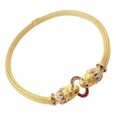 Ilias Lalaounis Halskette aus Gelbgold mit Diamanten, Rubinen, Saphiren und Chimera