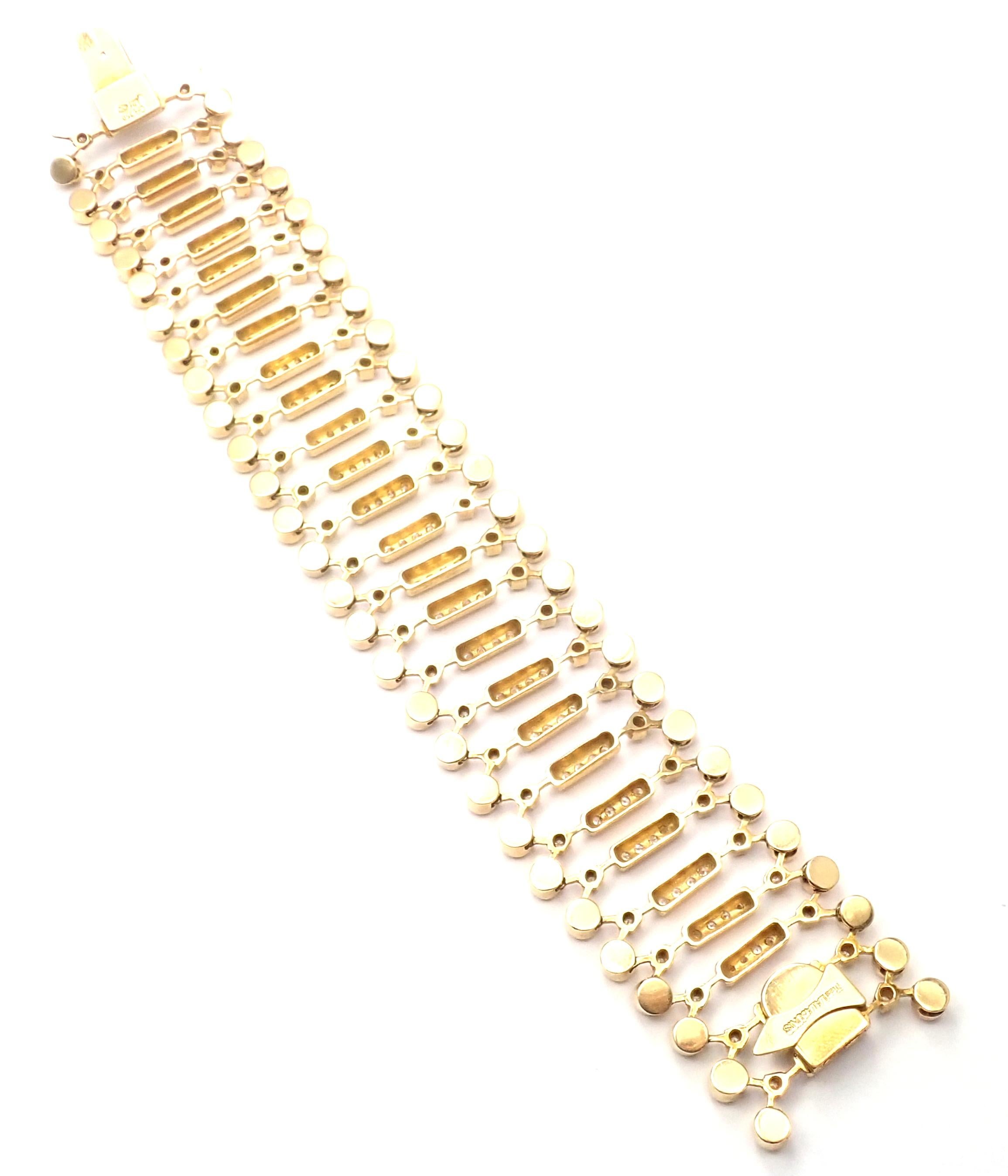 Women's or Men's Ilias Lalaounis Diamond Wide Link Yellow Gold Bracelet