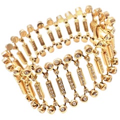 Ilias Lalaounis Diamond Wide Link Yellow Gold Bracelet