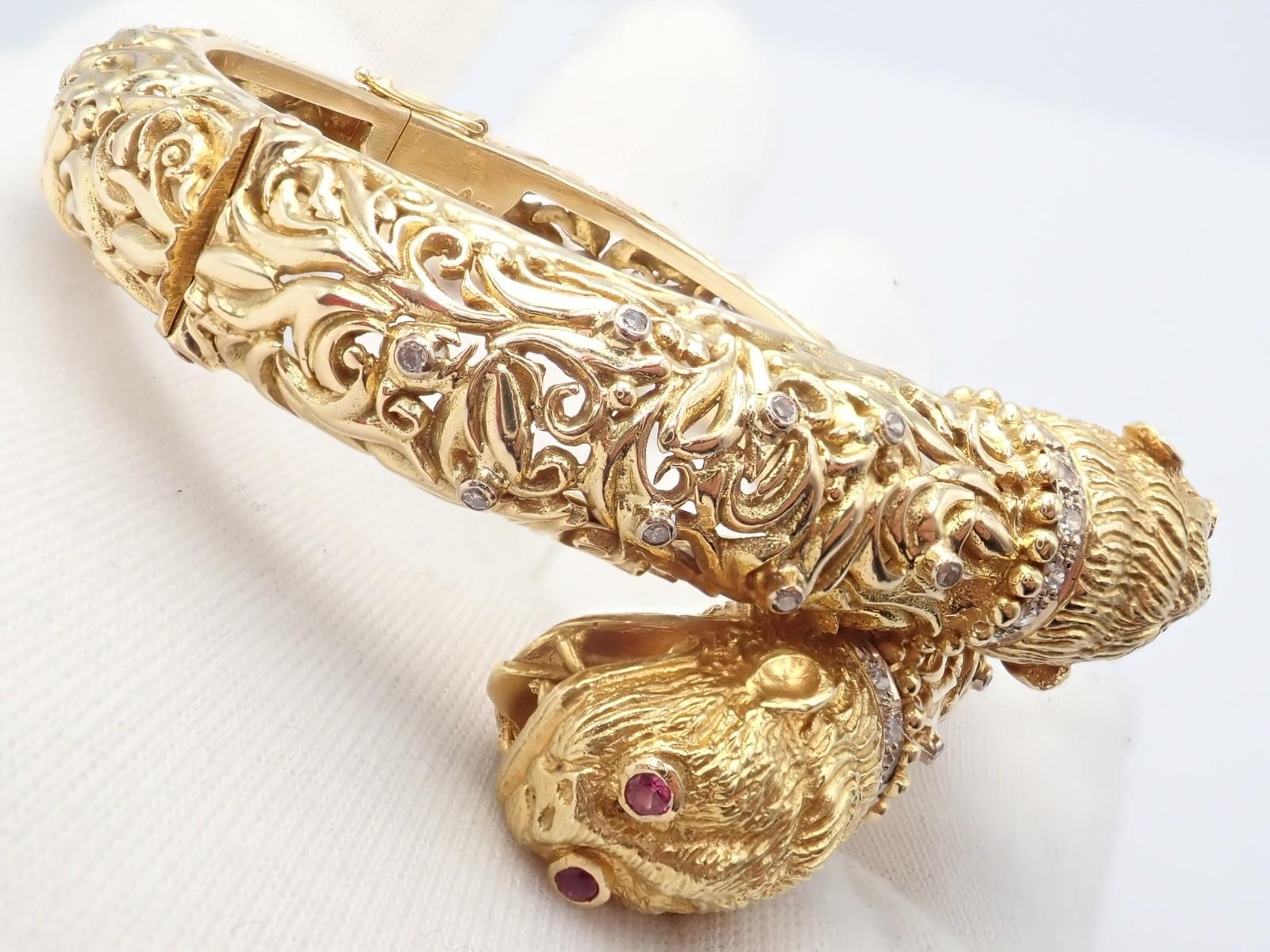 Ilias Lalaounis Doppel-Chimäre Diamant-Rubin-Gelbgold-Armspange im Angebot 5