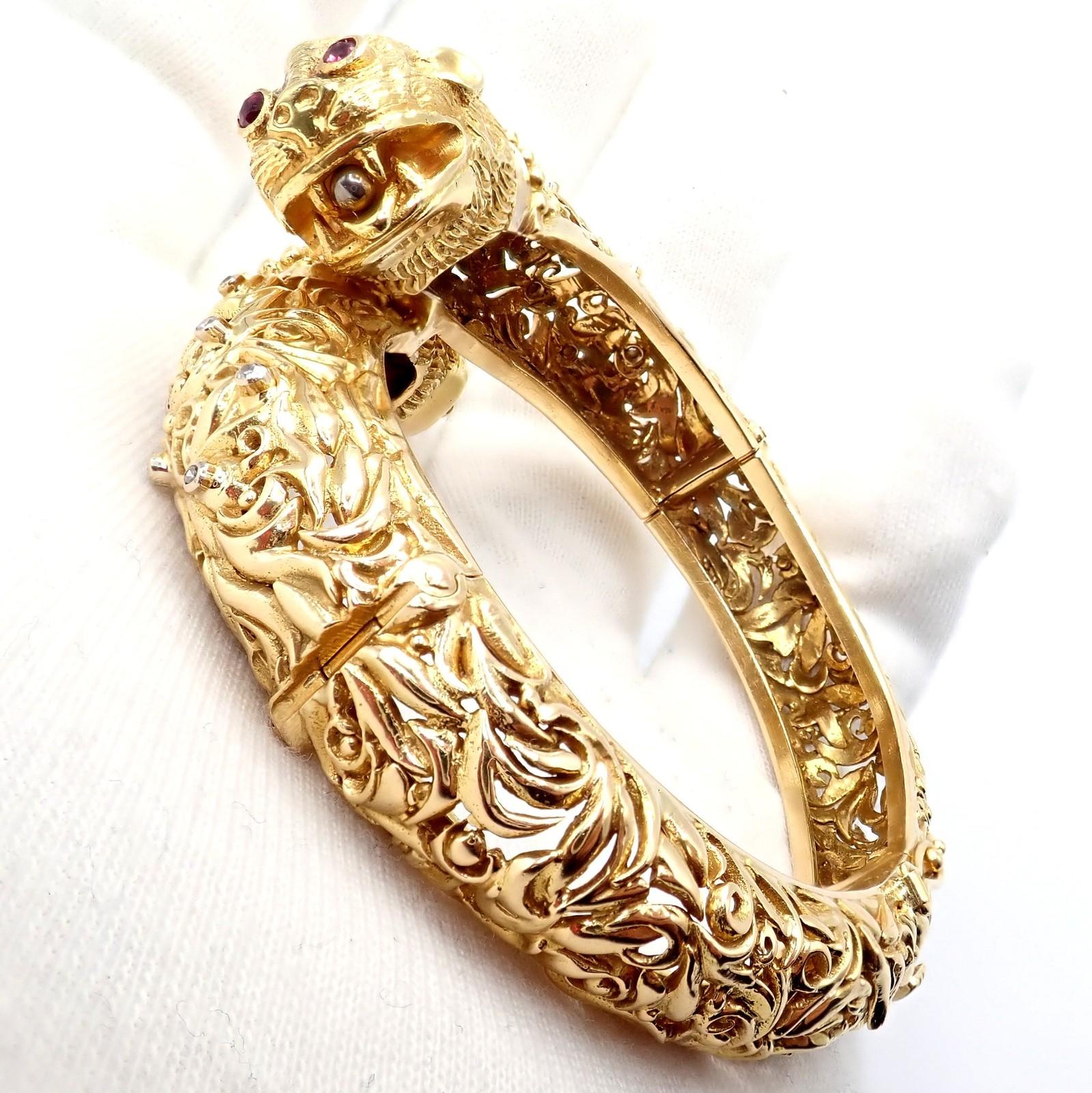 Ilias Lalaounis Doppel-Chimäre Diamant-Rubin-Gelbgold-Armspange im Angebot 7