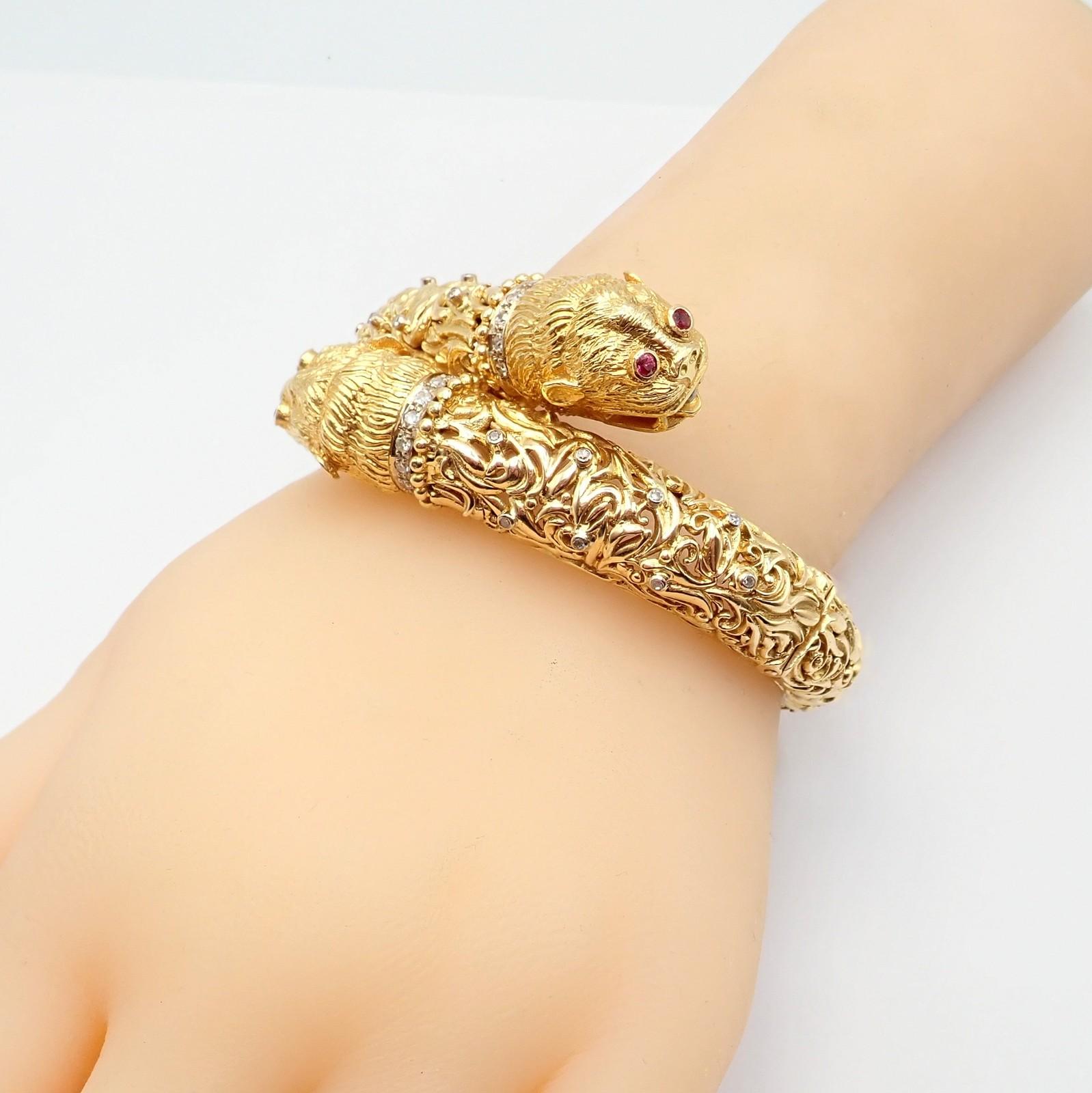 Ilias Lalaounis Doppel-Chimäre Diamant-Rubin-Gelbgold-Armspange im Angebot 9